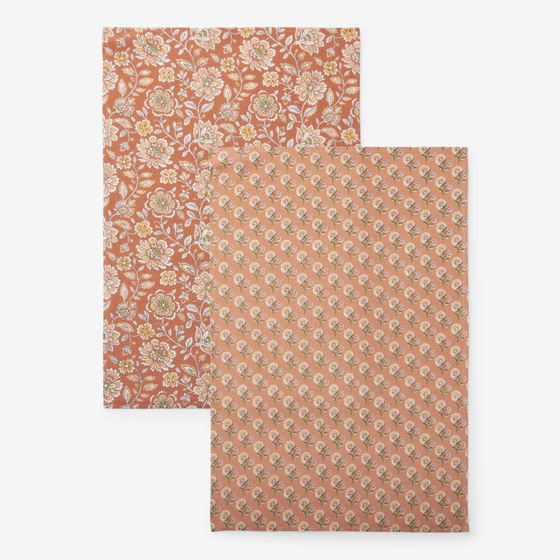 Mix & Match Printed Cotton Tea Towels, Set of 2