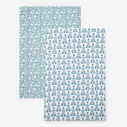 Mix & Match Printed Cotton Tea Towels, Set of 2