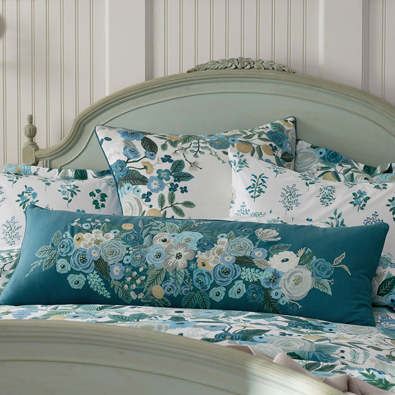 Garden Party Embroidered Decorative Lumbar Pillow Cover