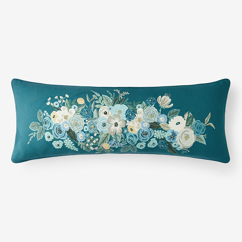 Garden Party Embroidered Decorative Lumbar Pillow Cover