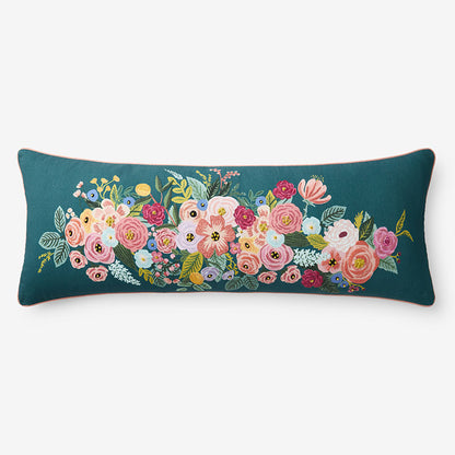 Garden Party Embroidered Decorative Lumbar Pillow Cover