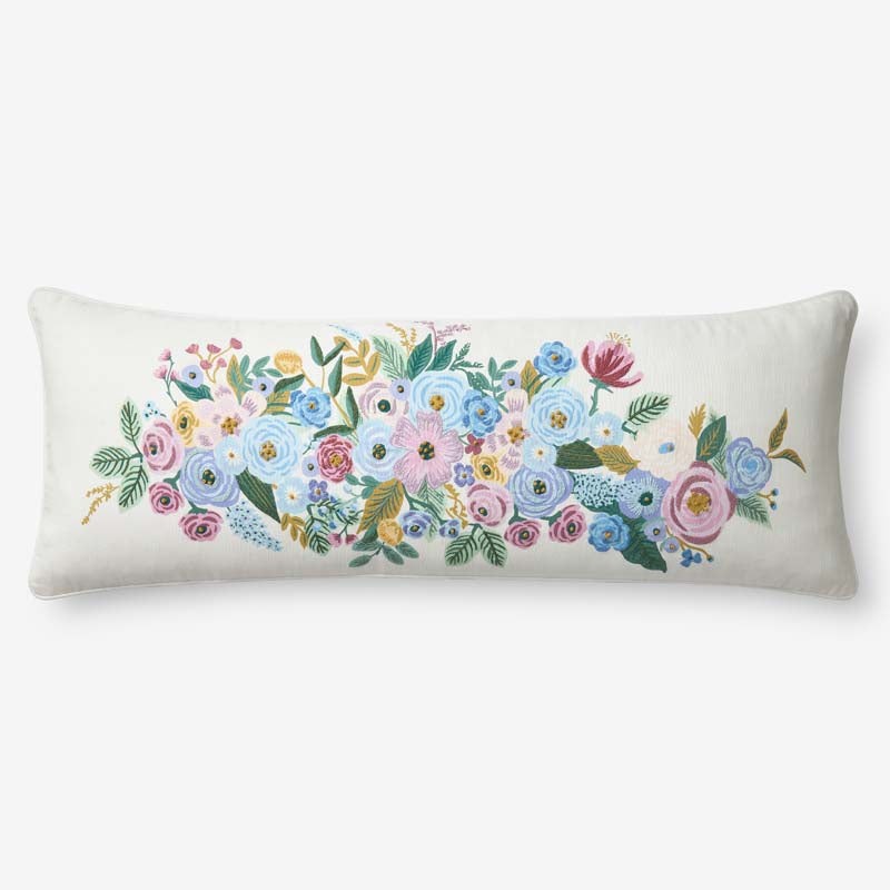 Garden Party Embroidered Decorative Lumbar Pillow Cover