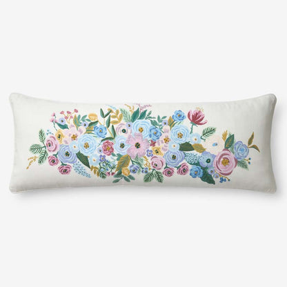 Garden Party Embroidered Decorative Lumbar Pillow Cover