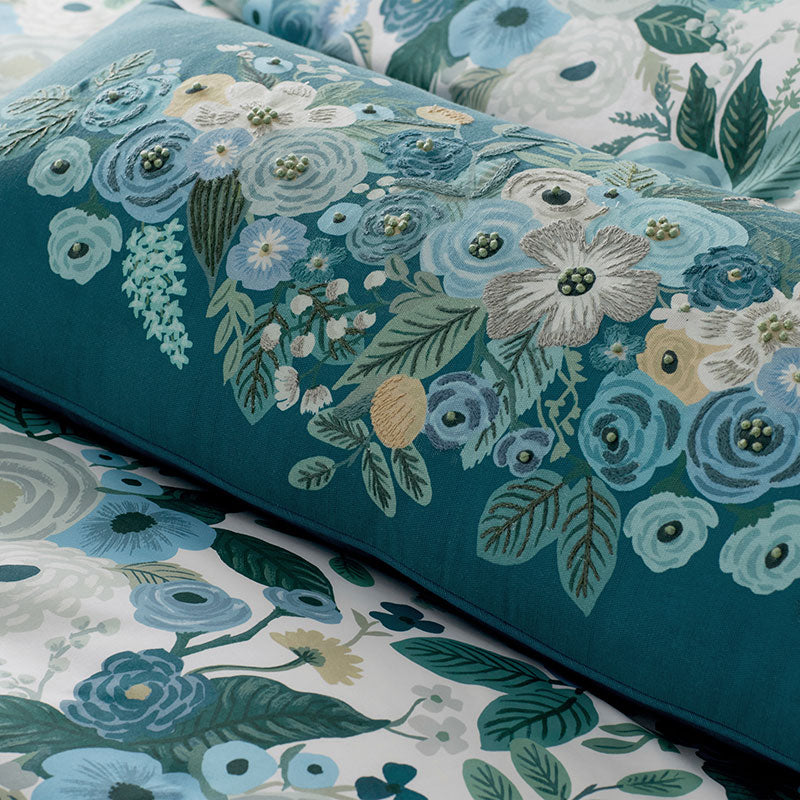 Garden Party Embroidered Decorative Lumbar Pillow Cover
