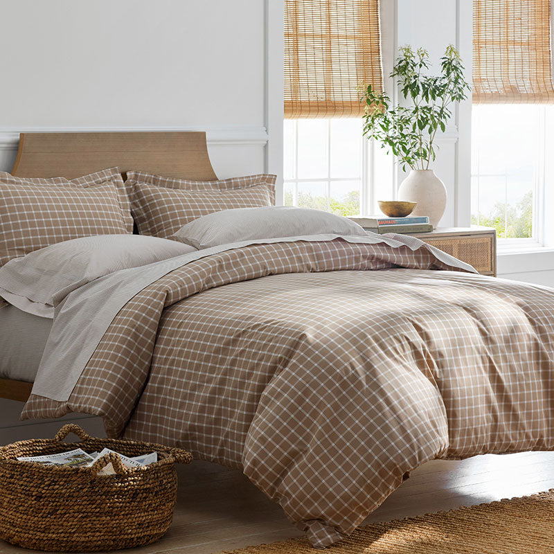 Classic Stripes and Plaids Cool Yarn-Dyed Cotton Percale Flat Bed Sheet