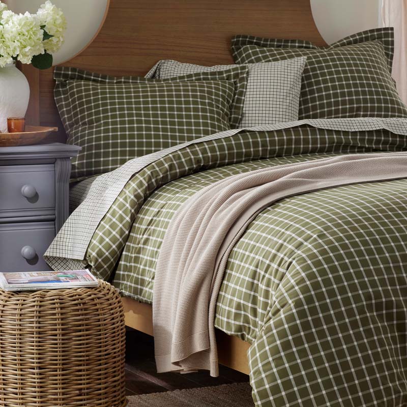 Classic Stripes and Plaids Cool Yarn-Dyed Cotton Percale Fitted Bed Sheet