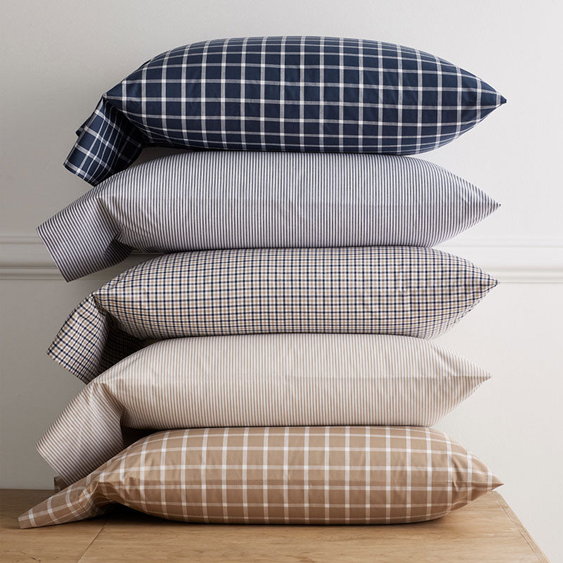 Classic Stripes and Plaids Cool Yarn-Dyed Cotton Percale Bed Sheet Set