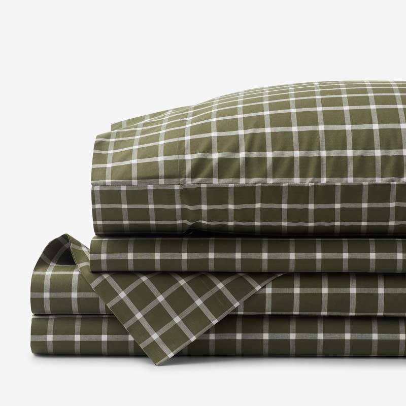Classic Stripes and Plaids Cool Yarn-Dyed Cotton Percale Bed Sheet Set
