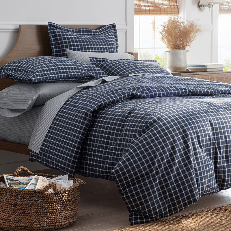 Classic Stripes and Plaids Cool Yarn-Dyed Cotton Percale Flat Bed Sheet