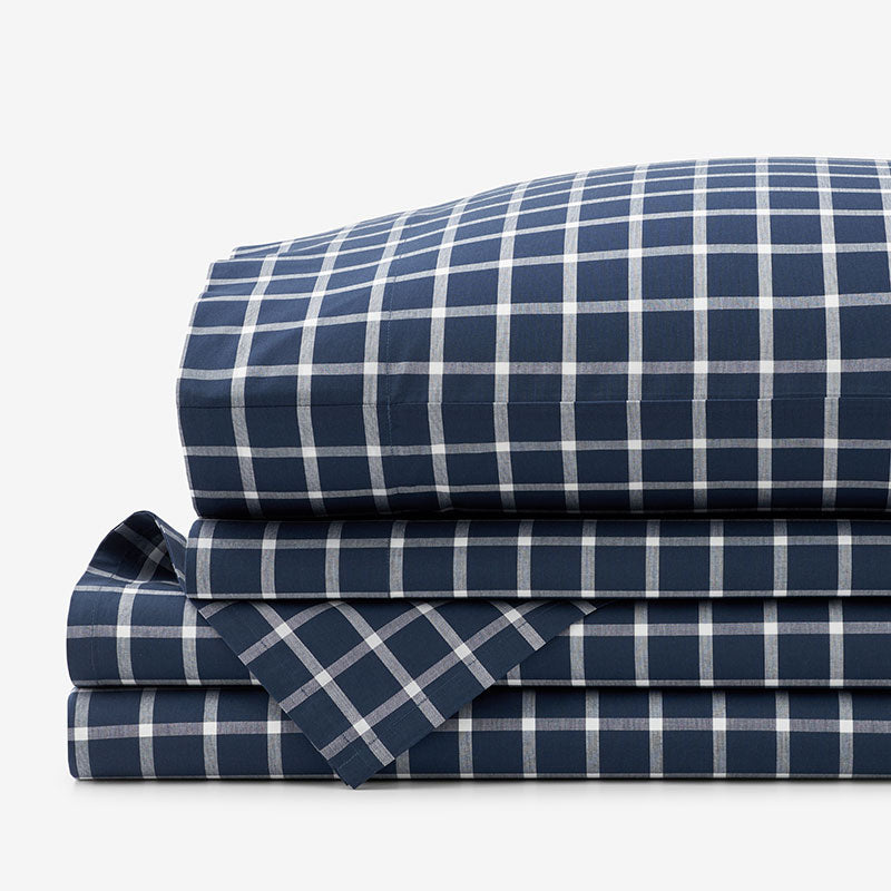 Classic Stripes and Plaids Cool Yarn-Dyed Cotton Percale Bed Sheet Set