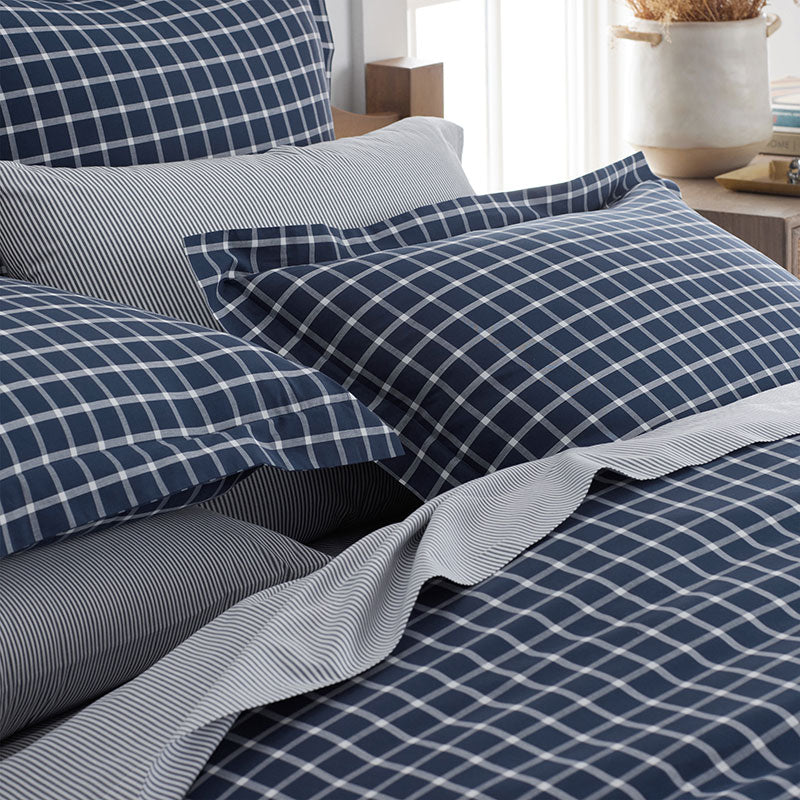 Classic Stripes and Plaids Cool Yarn-Dyed Cotton Percale Fitted Bed Sheet