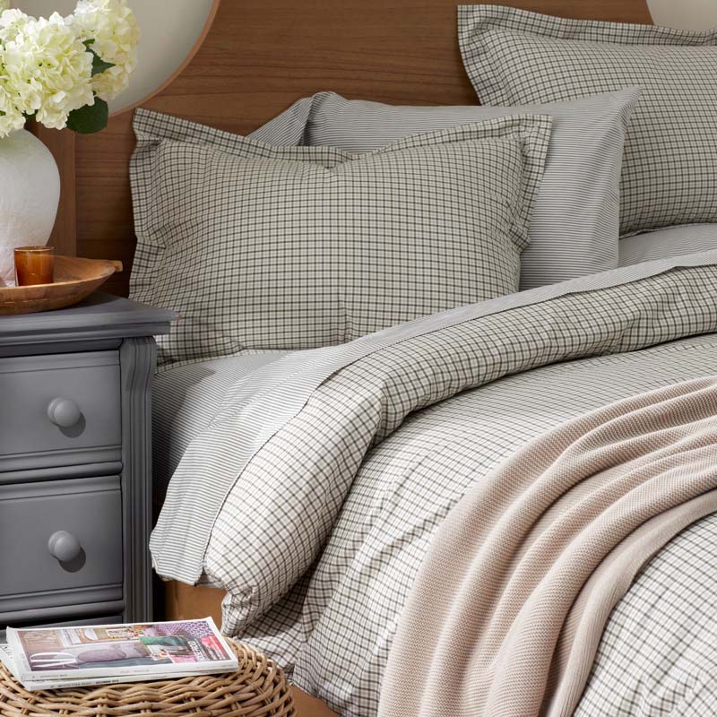 Classic Stripes and Plaids Cool Yarn-Dyed Cotton Percale Flat Bed Sheet