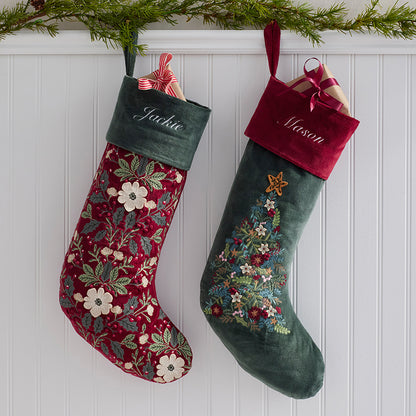 Velvet Embroidered Stocking