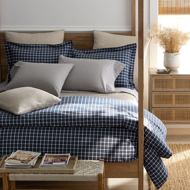 Classic Stripes and Plaids Cool Yarn-Dyed Cotton Percale Flat Bed Sheet