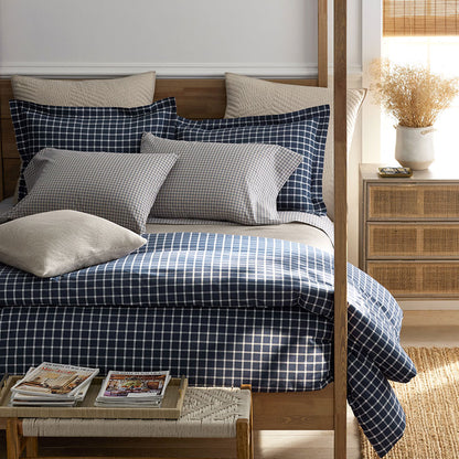 Classic Stripes and Plaids Cool Yarn-Dyed Cotton Percale Fitted Bed Sheet