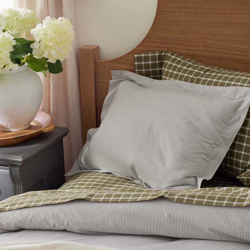 Classic Stripes and Plaids Cool Yarn-Dyed Cotton Percale Fitted Bed Sheet