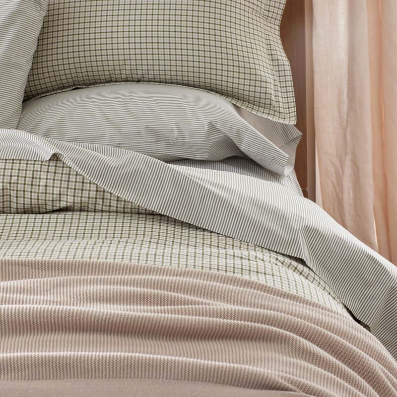 Classic Stripes and Plaids Cool Yarn-Dyed Cotton Percale Flat Bed Sheet