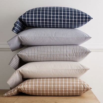 Classic Stripes and Plaids Cool Yarn-Dyed Cotton Percale Pillowcase Set