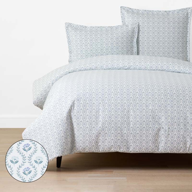 Tira Floral Classic Cool Cotton Percale Duvet Cover