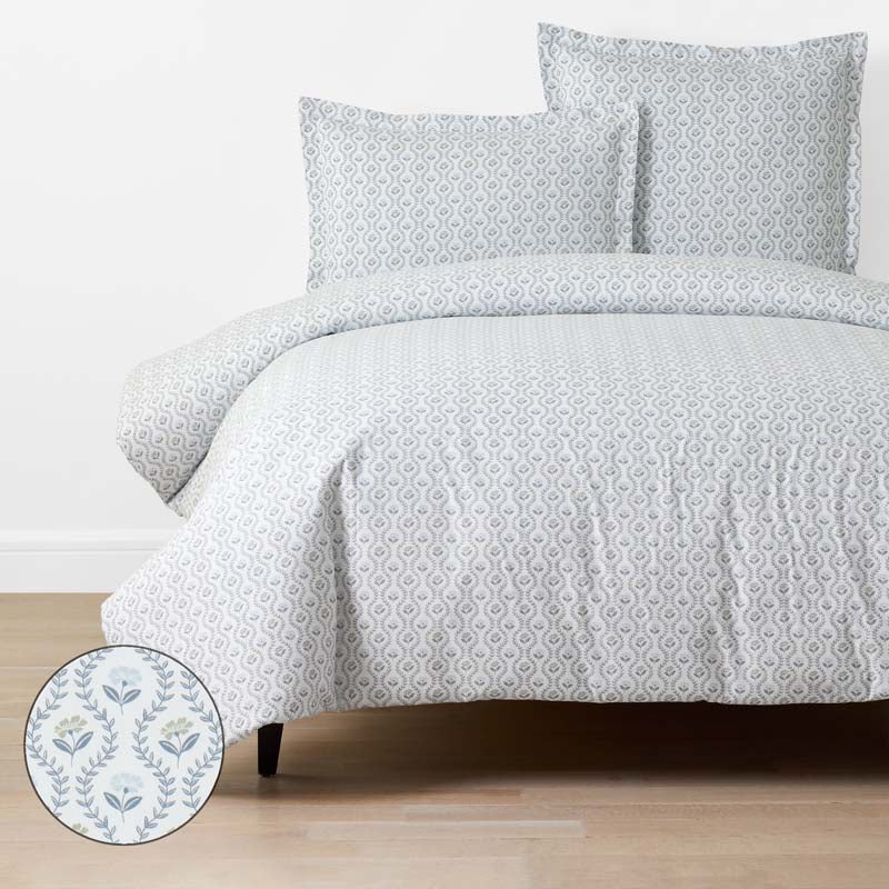 Tira Floral Classic Cool Cotton Percale Duvet Cover