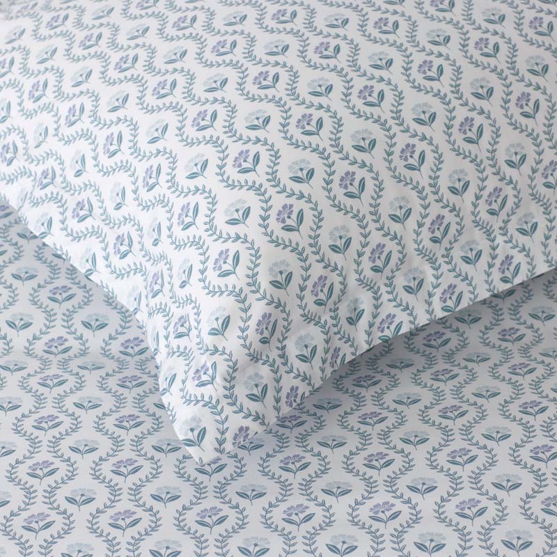 Tira Floral Classic Cool Cotton Percale Fitted Bed Sheet