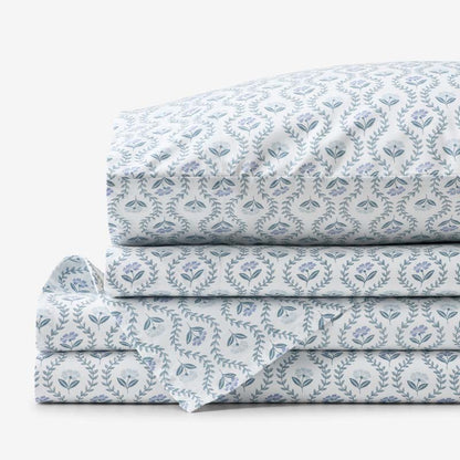 Tira Floral Classic Cool Cotton Percale Bed Sheet Set