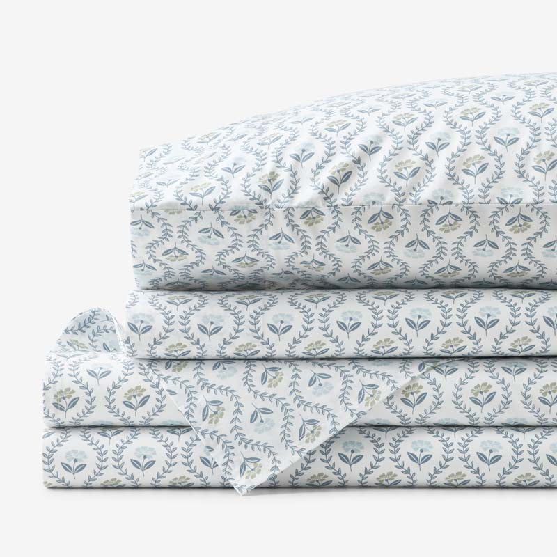 Tira Floral Classic Cool Cotton Percale Bed Sheet Set