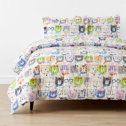 Stylish Cats Classic Cool Organic Cotton Percale Comforter Set