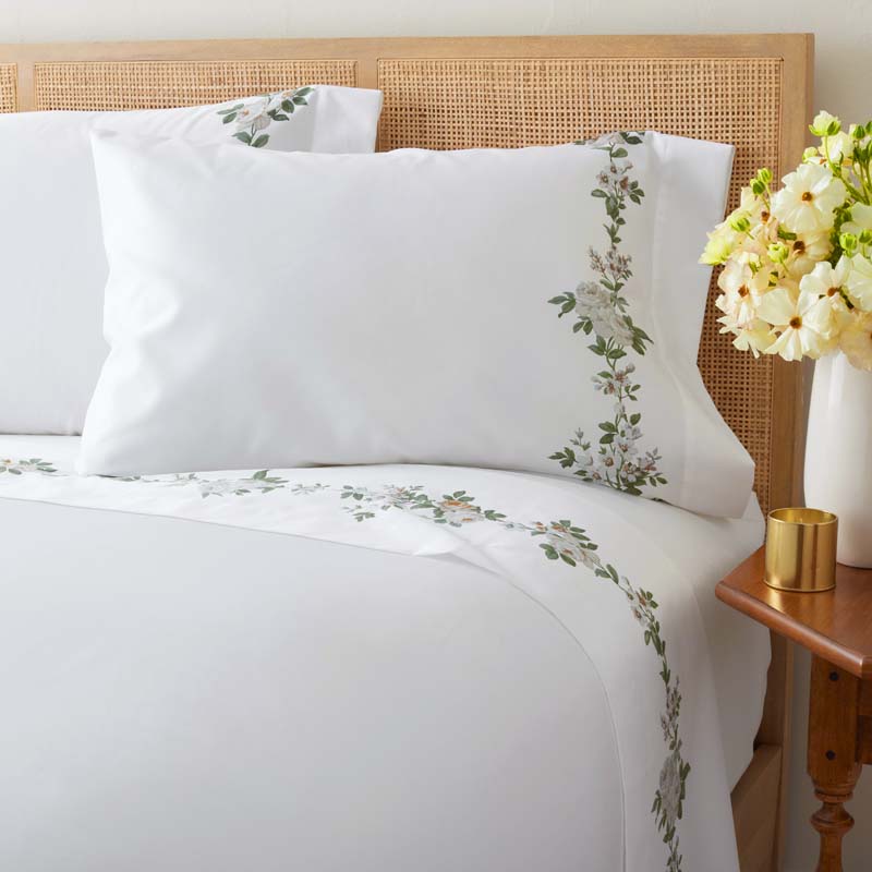 Blooming Melody Border Premium Smooth Wrinkle-Free Sateen Pillowcase Set