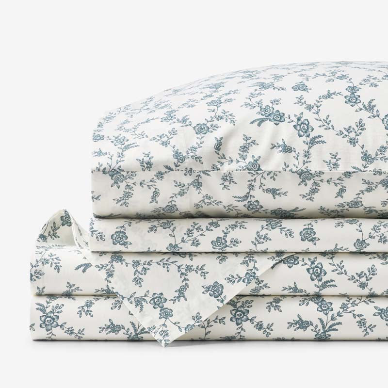 Tapestry Vine Garment Washed Cotton Percale Bed Sheet Set