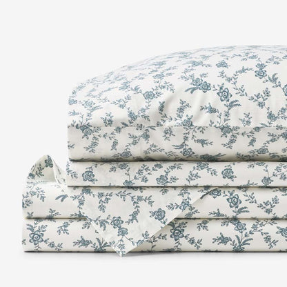 Tapestry Vine Garment Washed Cotton Percale Bed Sheet Set