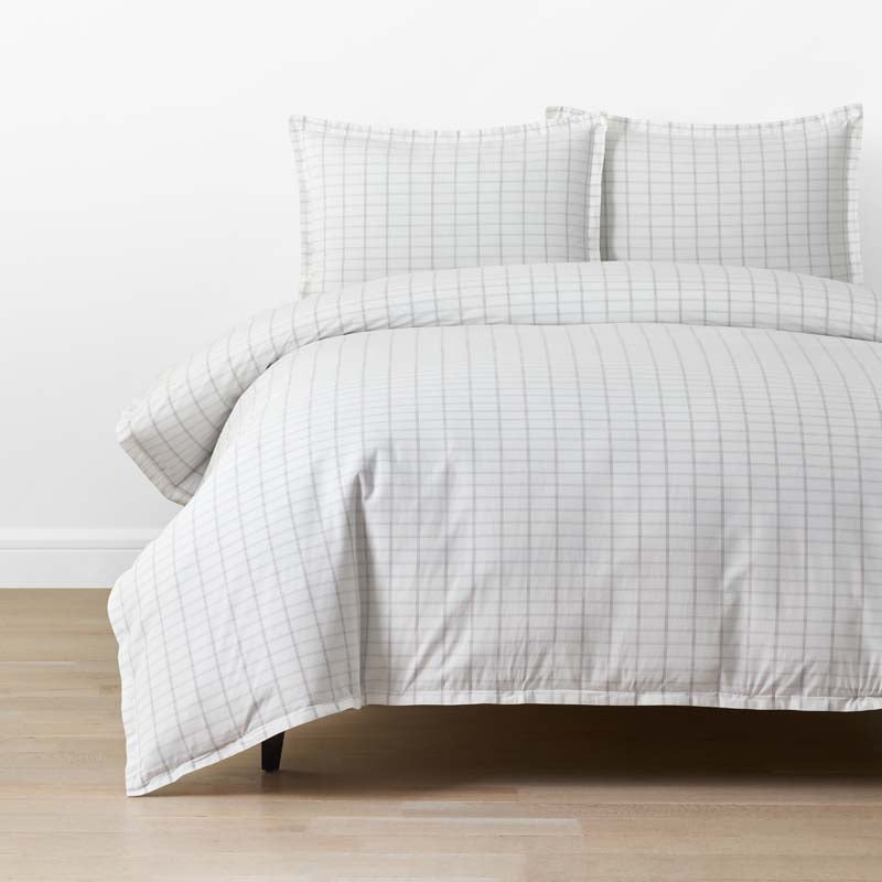 Yarn-Dyed Plaid Garment Washed Cotton Percale Duvet Cover Set