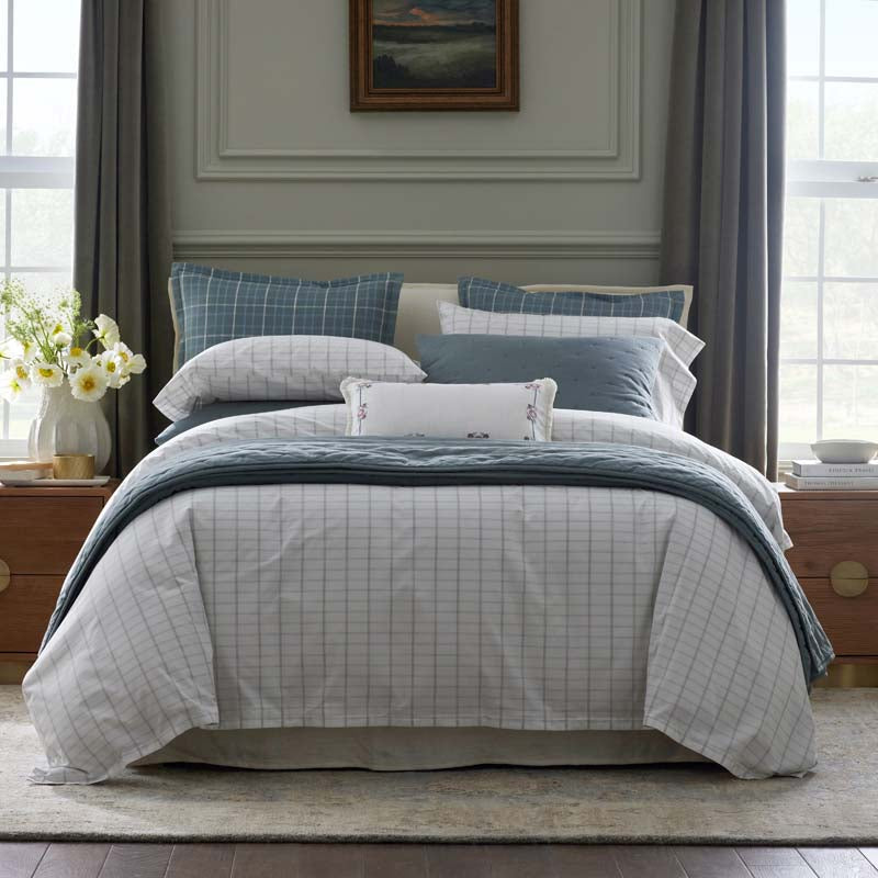 Yarn-Dyed Plaid Garment Washed Cotton Percale Duvet Cover Set