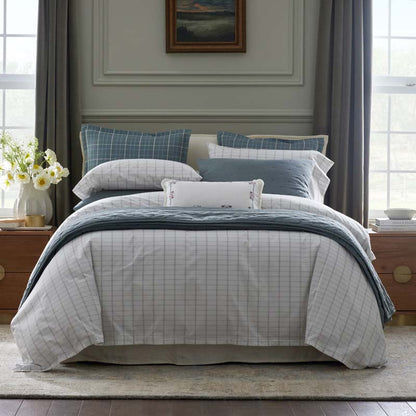 Yarn-Dyed Plaid Garment Washed Cotton Percale Duvet Cover Set