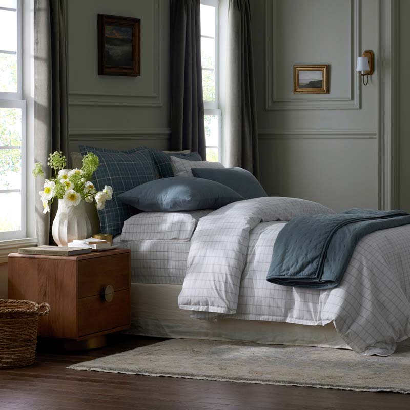 Yarn-Dyed Plaid Garment Washed Cotton Percale Pillowcase Set