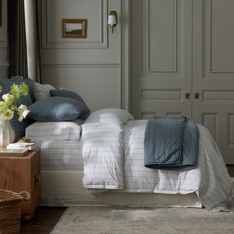 Yarn-Dyed Plaid Garment Washed Cotton Percale Pillowcase Set