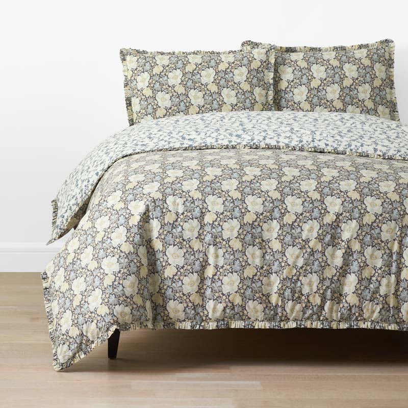 Tapestry Floral Reversible Garment Washed Cotton Percale Duvet Cover Set