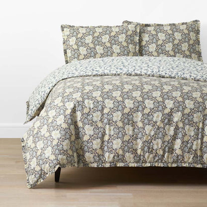 Tapestry Floral Reversible Garment Washed Cotton Percale Duvet Cover Set