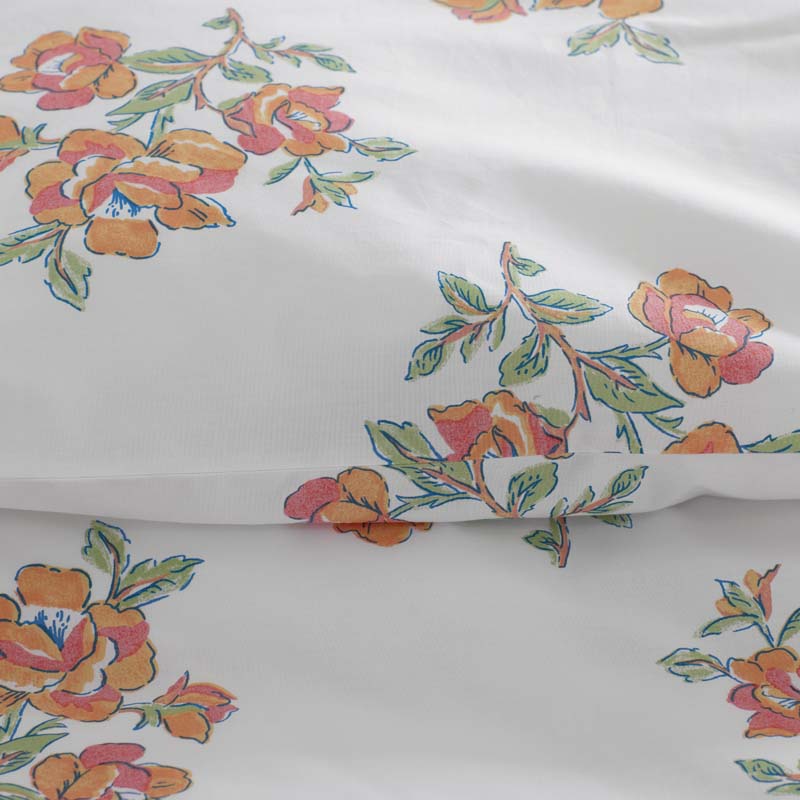 Blossoms and Stripes Classic Cool Cotton Percale Fitted Bed Sheet