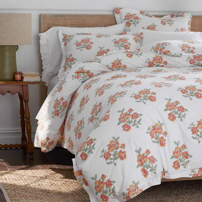 Blossoms and Stripes Classic Cool Cotton Percale Bed Sheet Set
