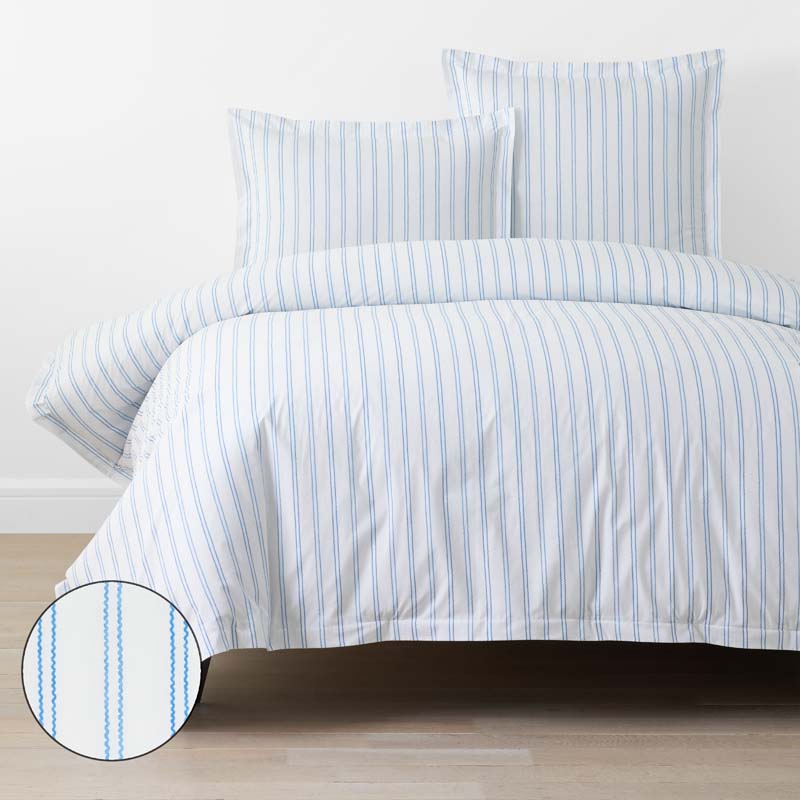 Blossoms and Stripes Classic Cool Cotton Percale Duvet Cover