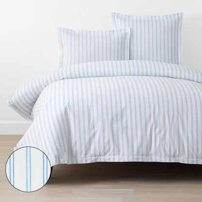 Blossoms and Stripes Classic Cool Cotton Percale Duvet Cover