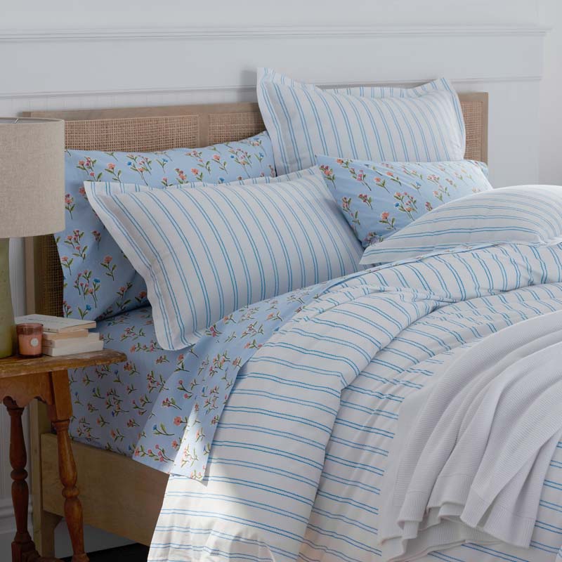Blossoms and Stripes Classic Cool Cotton Percale Comforter
