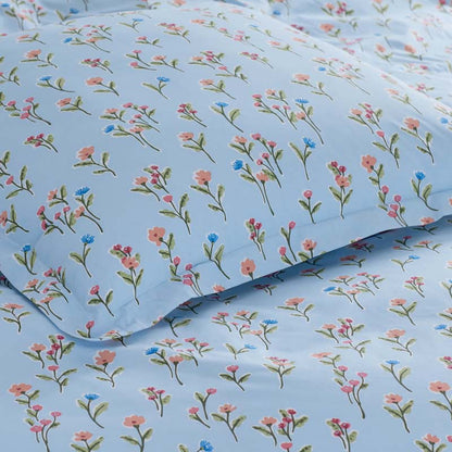 Blossoms and Stripes Classic Cool Cotton Percale Duvet Cover