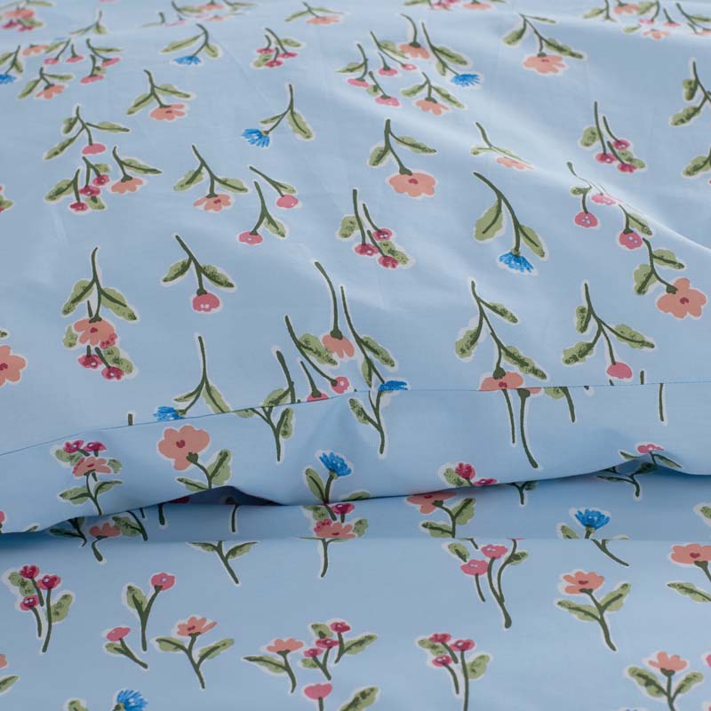Blossoms and Stripes Classic Cool Cotton Percale Duvet Cover