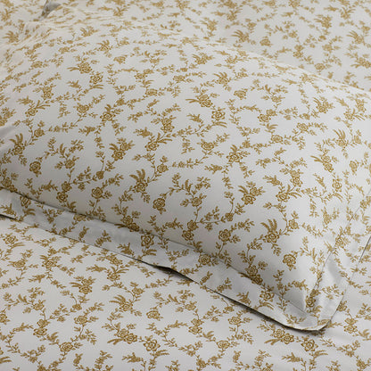 Charming Floral Garment Washed Cotton Percale Reversible Comforter Set