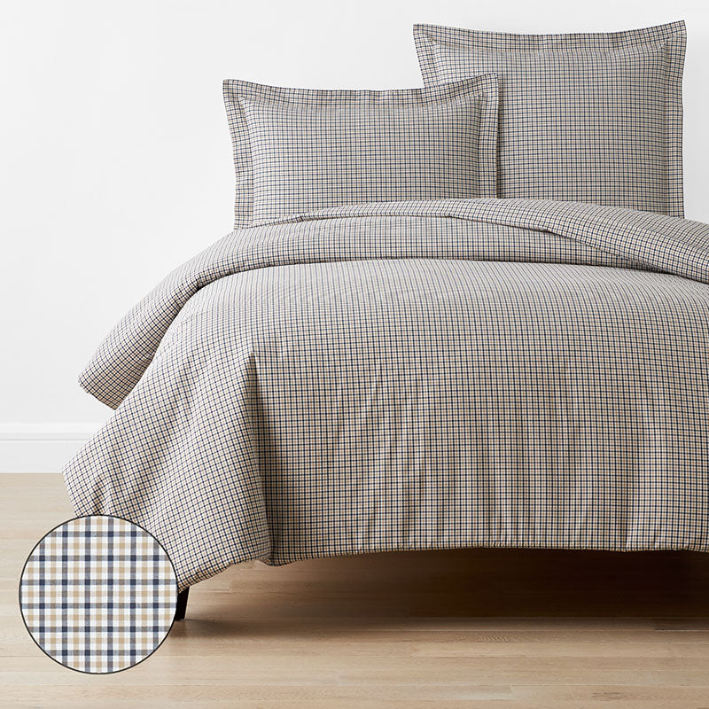 Classic Stripes and Plaids Cool Yarn-Dyed Cotton Percale Duvet Cover
