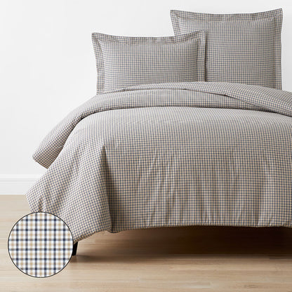 Classic Stripes and Plaids Cool Yarn-Dyed Cotton Percale Duvet Cover