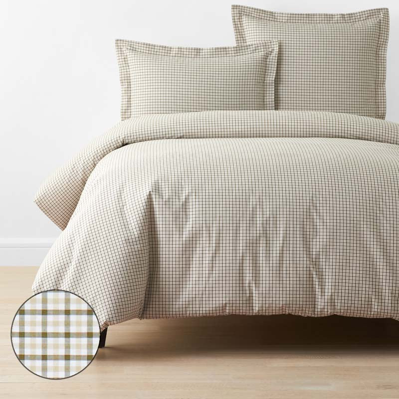 Classic Stripes and Plaids Cool Yarn-Dyed Cotton Percale Duvet Cover