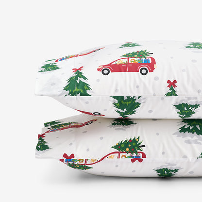 Holiday Print Classic Cool Cotton Percale Pillowcase Set